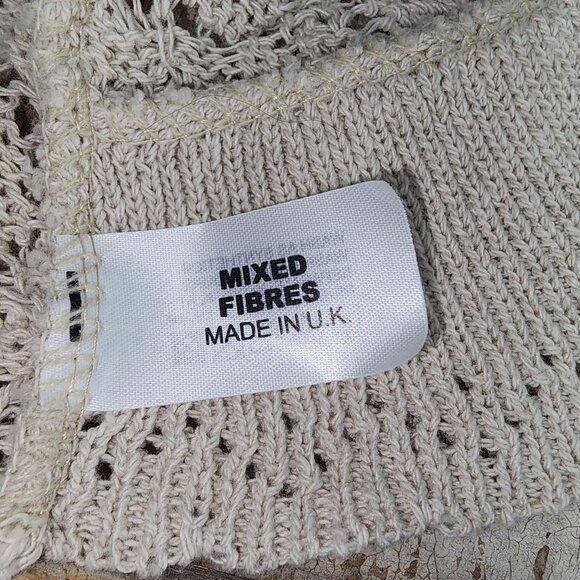 Women's Bina Tan Crochet Sweater Shrug Cardigan Short Small Medium Made in UK - Picture 5 of 7